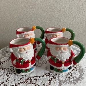 4 Pier 1 Imports Santa Claus Mugs. Brand New